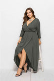 Plus Plunge Wrap Front Dress