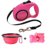 Retractable Dog Leash w/ Waste Bag Dispenser and Bags + Dog Bowl